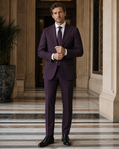 Deep Plum Seersucker Beach Wedding Suit - Custom Made to Measure front view