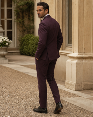 Deep Plum Seersucker Outdoor Wedding Suit — Custom Made to Measure — 2
