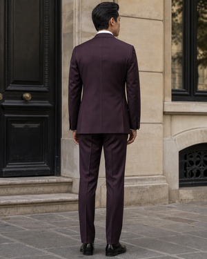 Deep Plum Silk Blend Peak Lapel Suit — Custom Made to Measure — 2