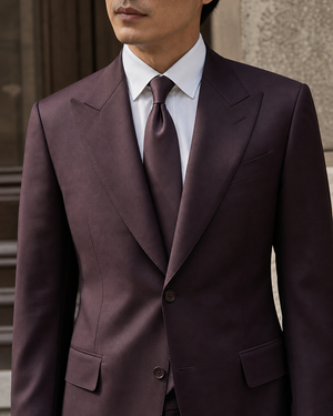Deep Plum Silk Blend Peak Lapel Suit — Custom Made to Measure — 4