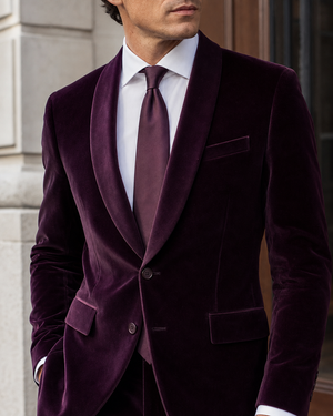 Deep Plum Velvet Shawl Lapel Suit — Custom Made to Measure — 4