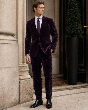 Deep Plum Velvet Shawl Lapel Suit — Custom Made to Measure — 3