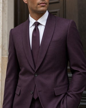 Deep Plum Wool Shawl Lapel Suit — Custom Made to Measure — 4