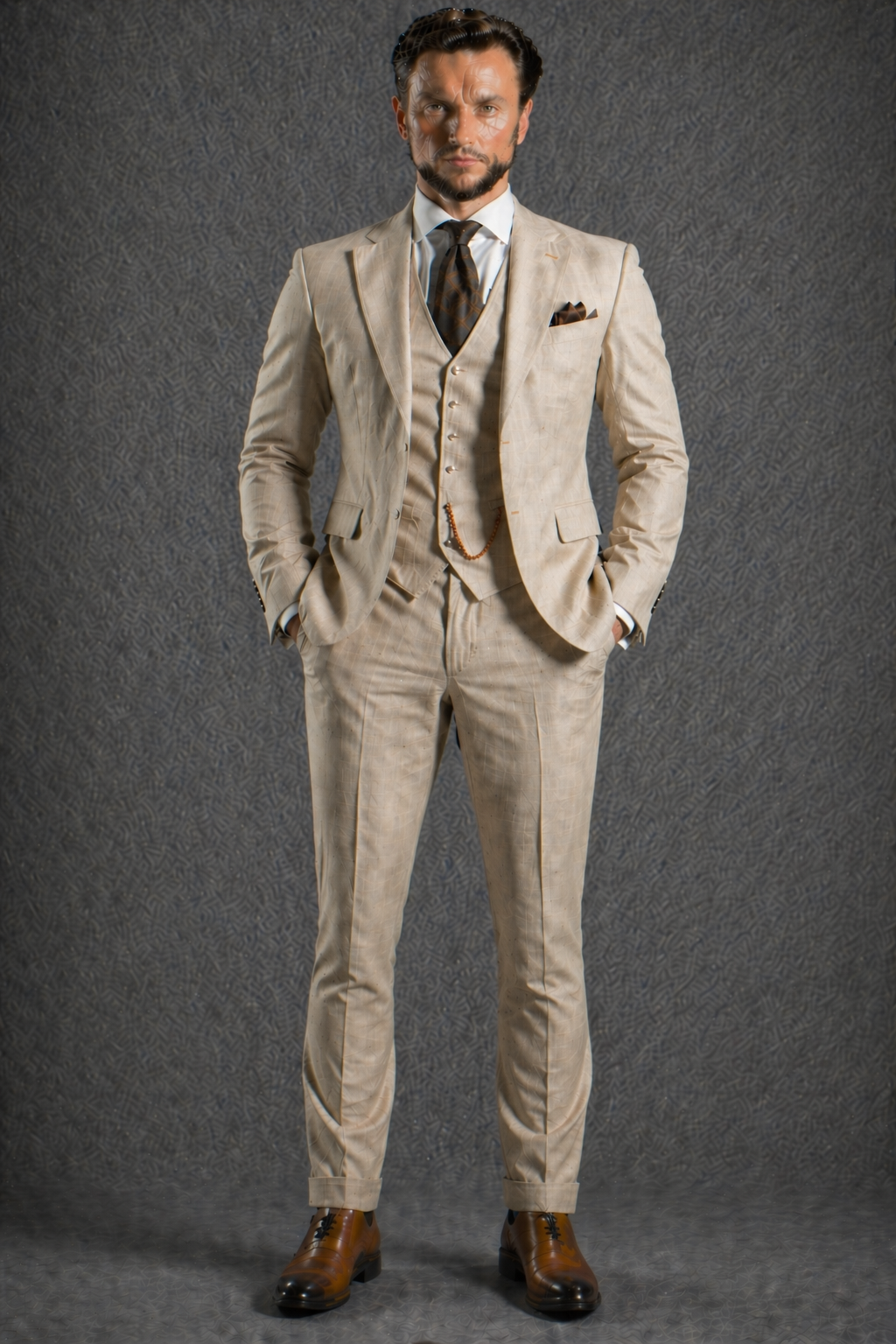 Desert Sand Linen Slim Fit Suit — Custom Made to Measure