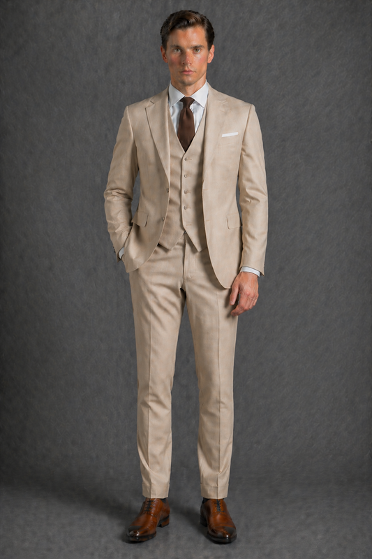Desert Sand Wool Father of the Bride Suit — Custom Made