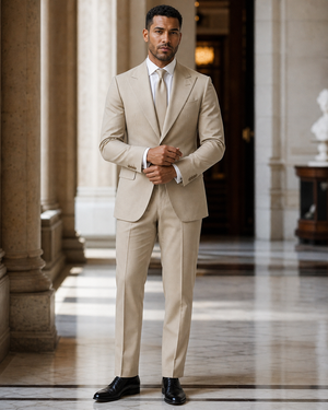 Desert Sand Cotton Outdoor Wedding Suit — Custom Made to Measure — 1
