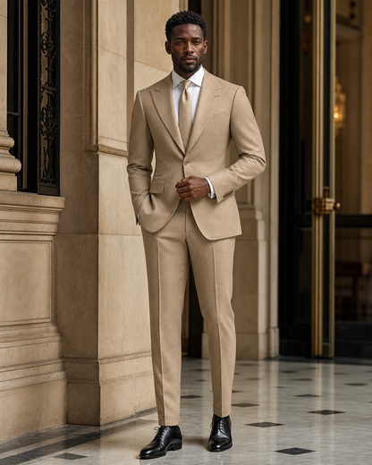 Desert Sand Flannel Winter Suit - Custom Made to Measure front view