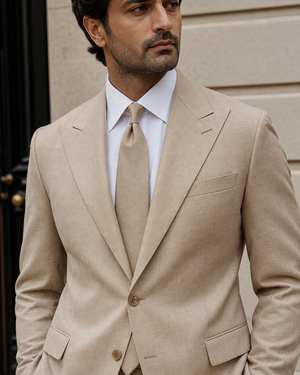 Desert Sand Linen Peak Lapel Suit — Custom Made to Measure — 4