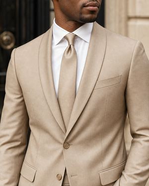 Desert Sand Wool Shawl Lapel Suit — Custom Made to Measure — 4