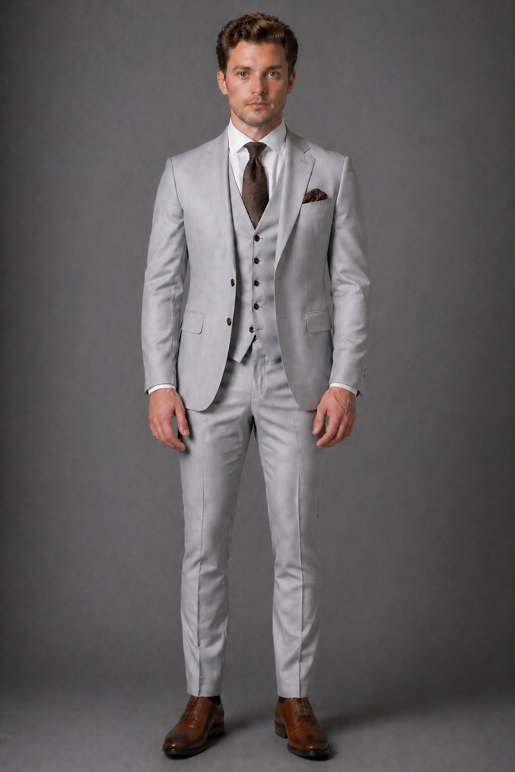 Dove Gray Silk Blend Groomsmen Suit — Custom Made to Measure