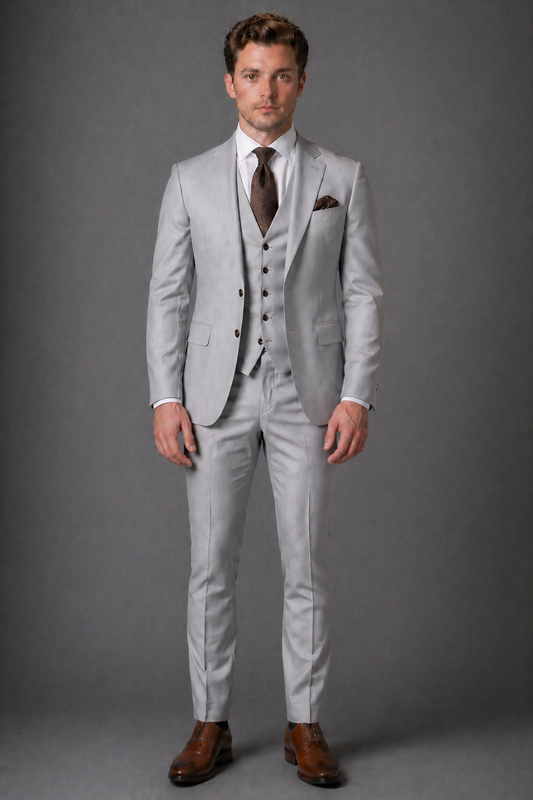 Dove Gray Silk Blend Groomsmen Suit — Custom Made to Measure