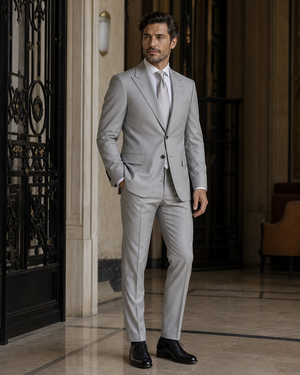 Dove Gray Cotton Outdoor Wedding Suit — Custom Made to Measure — 2
