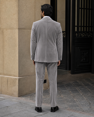 Dove Gray Velvet Shawl Lapel Suit — Custom Made to Measure — 2