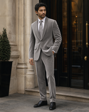 Dove Gray Velvet Shawl Lapel Suit — Custom Made to Measure — 3