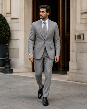 Dove Gray Wool Shawl Lapel Suit — Custom Made to Measure — 1