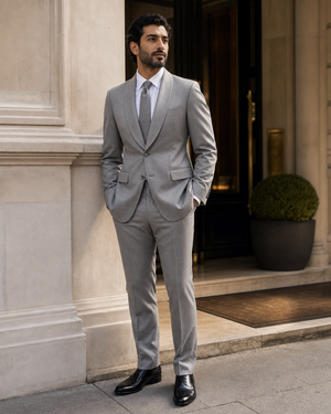 Dove Gray Wool Shawl Lapel Suit — Custom Made to Measure — 3