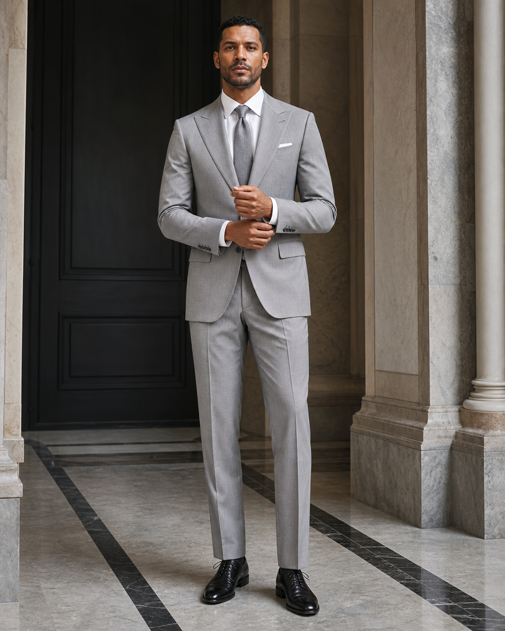 Dove Gray Wool Winter Suit - Custom Made to Measure front view