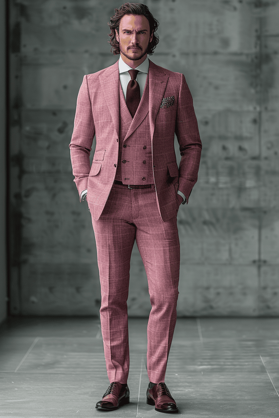 Dusty Rose Linen Wedding Suit — Custom Made to Measure