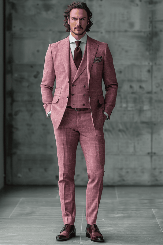 Dusty Rose Linen Wedding Suit — Custom Made to Measure