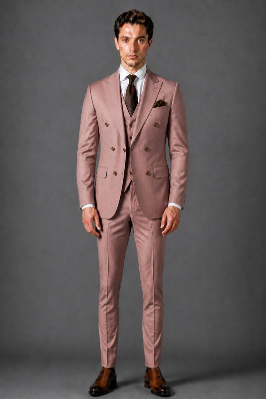 Dusty Rose Silk Blend Groomsmen Suit — Custom Made to Measure