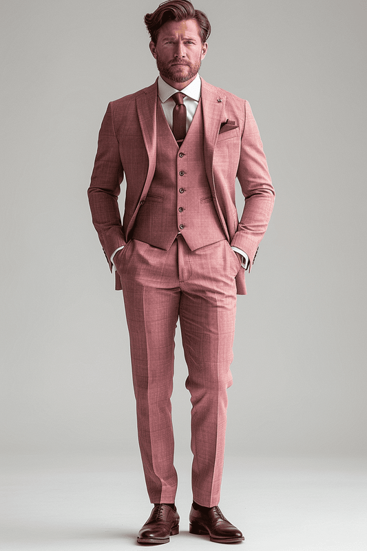 Dusty Rose Silk Blend Wedding Suit — Custom Made to Measure