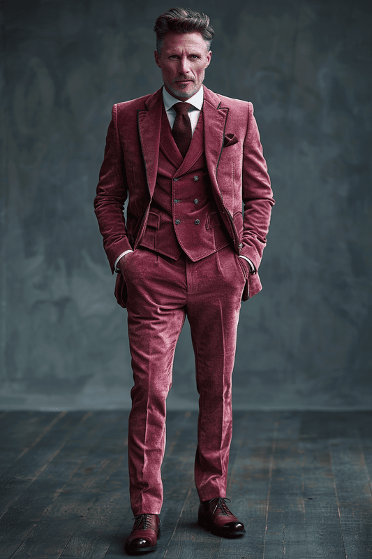 Dusty Rose Velvet Prom Suit — Custom Made to Measure