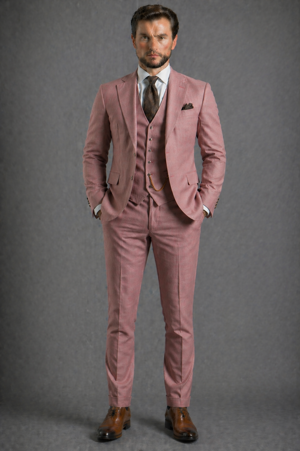 Dusty Rose Wool Father of the Bride Suit — Custom Made