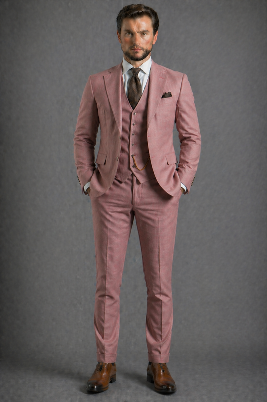 Dusty Rose Wool Father of the Bride Suit — Custom Made