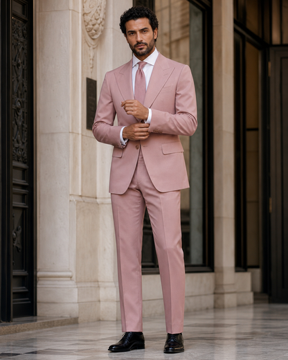 Dusty Rose Cotton Summer Suit - Custom Made to Measure front view