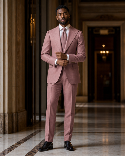 Dusty Rose Flannel Winter Suit - Custom Made to Measure front view