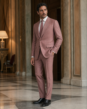 Dusty Rose Herringbone Winter Suit — Custom Made to Measure — 2