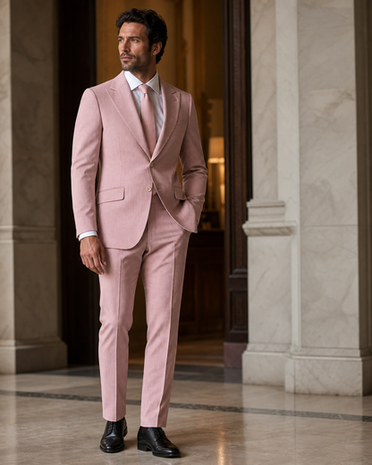 Dusty Rose Seersucker Beach Wedding Suit - Custom Made to Measure side back view