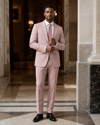 Dusty Rose Seersucker Summer Suit - Custom Made to Measure front view