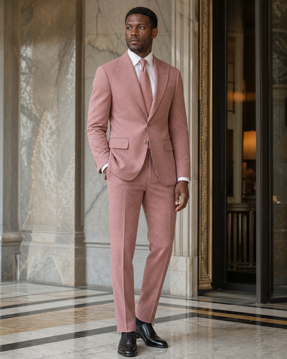 Dusty Rose Seersucker Summer Suit - Custom Made to Measure side back view