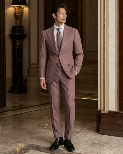 Dusty Rose Tweed Winter Suit - Custom Made to Measure side back view