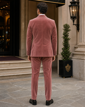 Dusty Rose Velvet Shawl Lapel Suit — Custom Made to Measure — 2