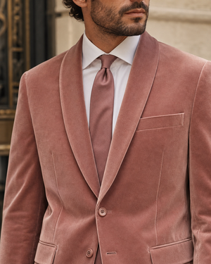 Dusty Rose Velvet Shawl Lapel Suit — Custom Made to Measure — 4