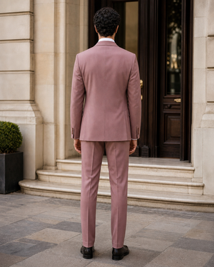 Dusty Rose Wool Shawl Lapel Suit — Custom Made to Measure — 2