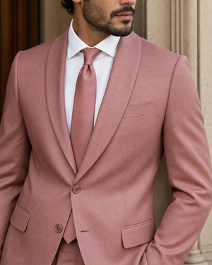 Dusty Rose Wool Shawl Lapel Suit — Custom Made to Measure — 4