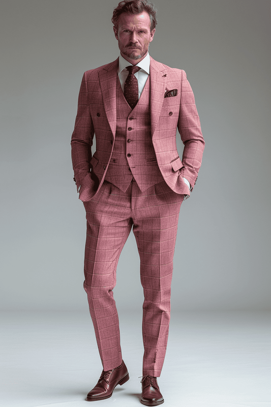 Dusty Rose Silk Blend Cocktail Party Suit — Custom Made to Measure
