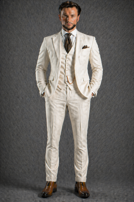 Ecru Linen Slim Fit Suit — Custom Made to Measure