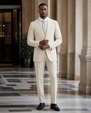 Ecru Herringbone Winter Suit — Custom Made to Measure — 1