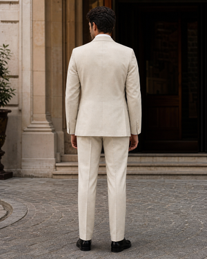 Ecru Linen Peak Lapel Suit — Custom Made to Measure — 2