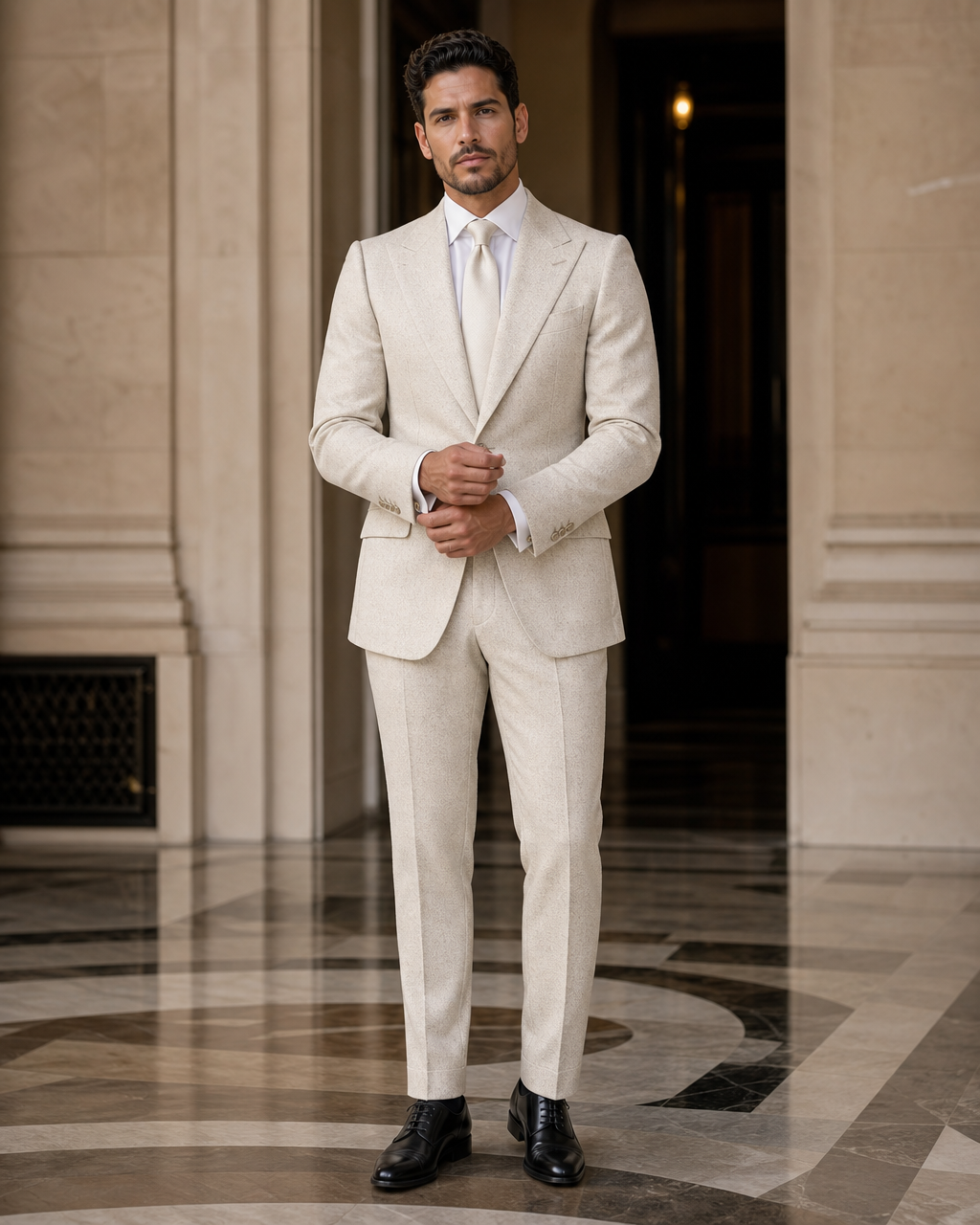 Ecru Tweed Winter Suit - Custom Made to Measure front view