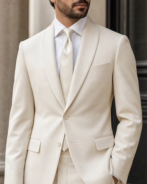 Ecru Wool Shawl Lapel Suit — Custom Made to Measure — 4