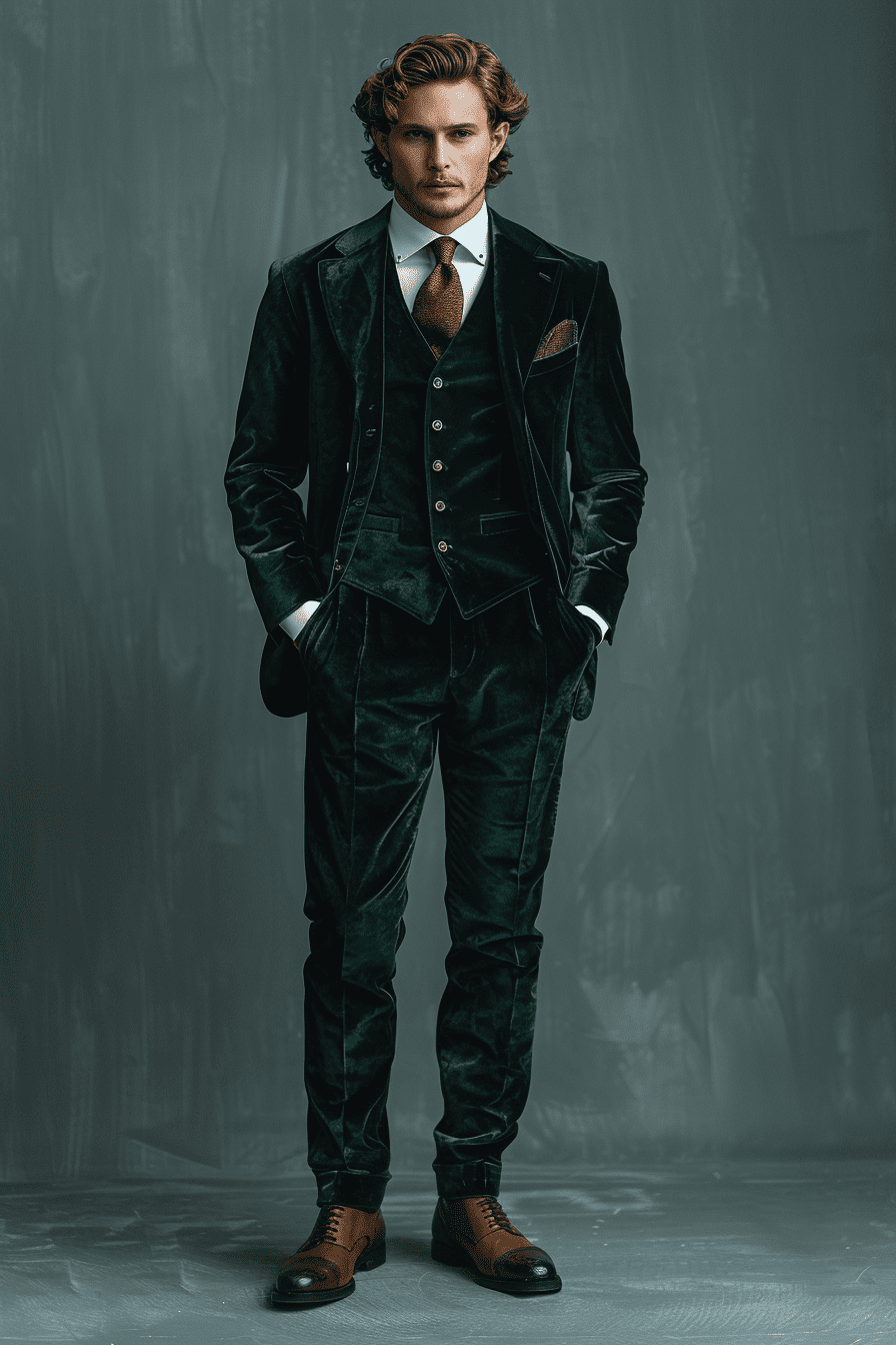 Emerald Green Velvet Wedding Suit — Custom Made to Measure