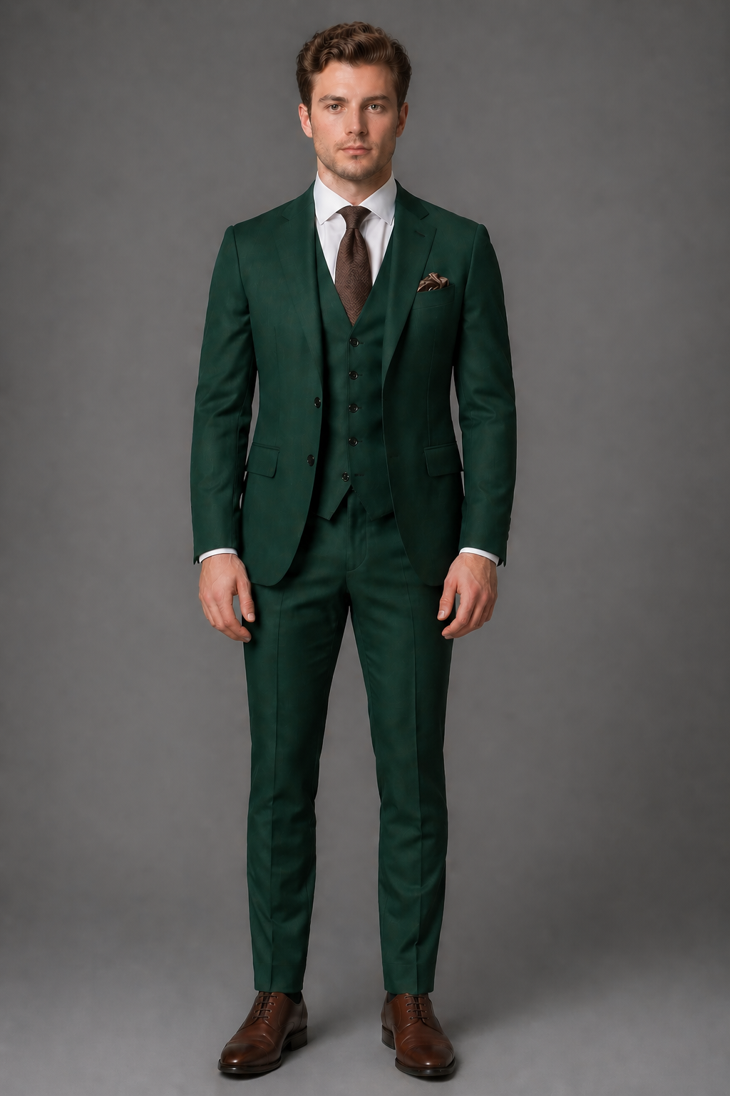 Emerald Green Wool Slim Fit Suit — Custom Made to Measure