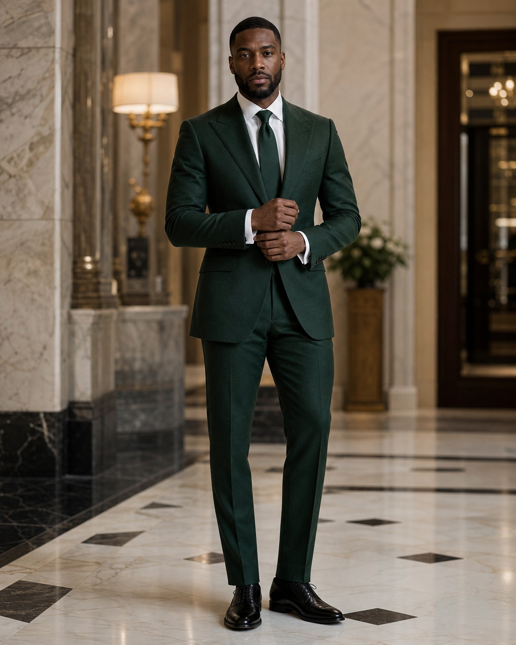 Emerald Green Cashmere Blend Winter Suit - Custom Made to Measure front view