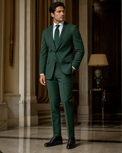 Emerald Green Seersucker Summer Suit - Custom Made to Measure side back view