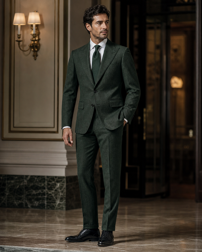 Emerald Green Tweed Winter Suit - Custom Made to Measure side back view